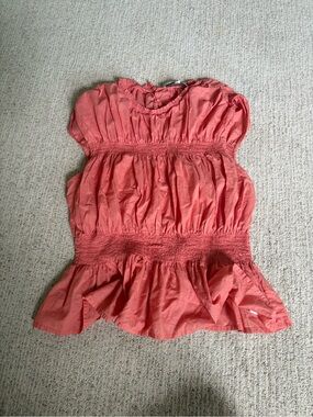 Joe's Jeans Coral Smocked Peplum Puff Sleeve Top